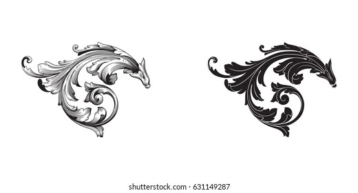 Baroque vector set of vintage elements for design. Decorative design element filigree calligraphy vector. You can use for wedding decoration of greeting card and laser cutting.