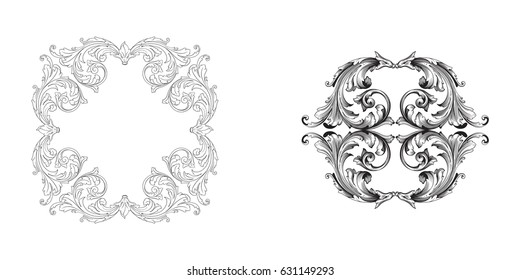 Baroque vector set of vintage elements for design. Decorative design element filigree calligraphy vector. You can use for wedding decoration of greeting card and laser cutting.