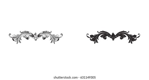 Baroque vector set of vintage elements for design. Decorative design element filigree calligraphy vector. You can use for wedding decoration of greeting card and laser cutting.