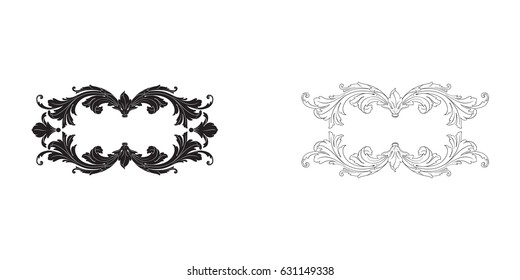 Baroque vector set of vintage elements for design. Decorative design element filigree calligraphy vector. You can use for wedding decoration of greeting card and laser cutting.