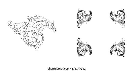 Baroque vector set of vintage elements for design. Decorative design element filigree calligraphy vector. You can use for wedding decoration of greeting card and laser cutting.