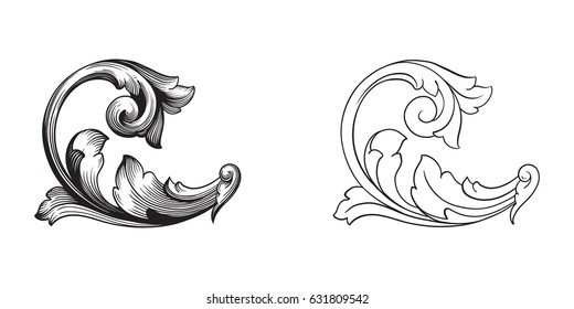 Baroque vector set of vintage elements for design. Decorative design element filigree calligraphy vector. You can use for wedding decoration of greeting card and laser cutting.