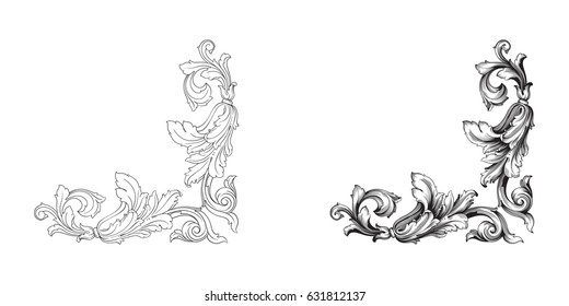 Baroque vector set of vintage elements for design. Decorative design element filigree calligraphy vector. You can use for wedding decoration of greeting card and laser cutting.