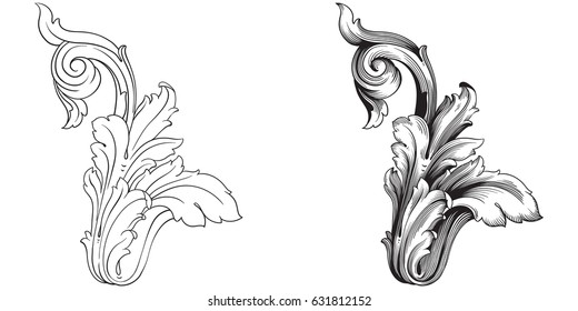 Baroque vector set of vintage elements for design. Decorative design element filigree calligraphy vector. You can use for wedding decoration of greeting card and laser cutting.