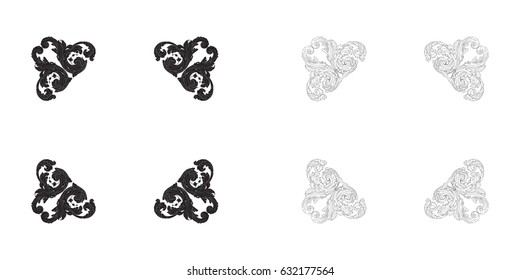 Baroque vector set of vintage elements for design. Decorative design element filigree calligraphy vector. You can use for wedding decoration of greeting card and laser cutting.