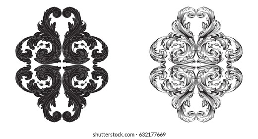 Baroque vector set of vintage elements for design. Decorative design element filigree calligraphy vector. You can use for wedding decoration of greeting card and laser cutting.