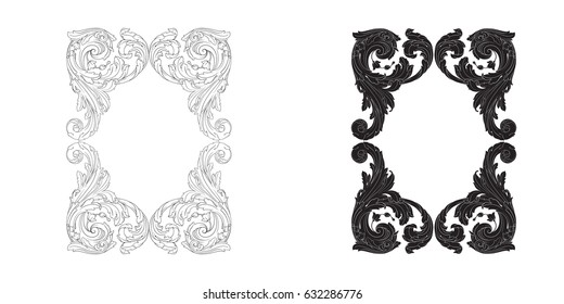 Baroque vector set of vintage elements for design. Decorative design element filigree calligraphy vector. You can use for wedding decoration of greeting card and laser cutting.