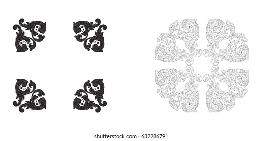 Baroque vector set of vintage elements for design. Decorative design element filigree calligraphy vector. You can use for wedding decoration of greeting card and laser cutting.