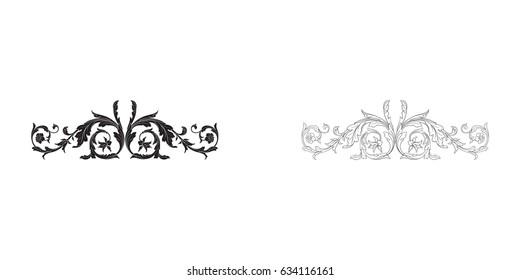 Baroque vector set of vintage elements for design. Decorative design element filigree calligraphy vector. You can use for wedding decoration of greeting card and laser cutting.
