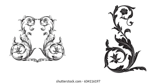 Baroque vector set of vintage elements for design. Decorative design element filigree calligraphy vector. You can use for wedding decoration of greeting card and laser cutting.
