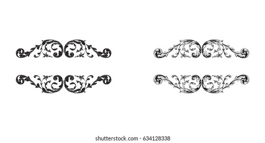 Baroque vector set of vintage elements for design. Decorative design element filigree calligraphy vector. You can use for wedding decoration of greeting card and laser cutting.
