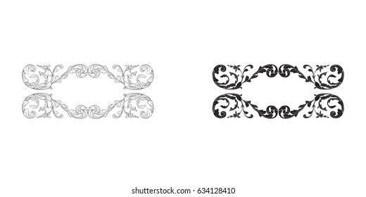 Baroque vector set of vintage elements for design. Decorative design element filigree calligraphy vector. You can use for wedding decoration of greeting card and laser cutting.