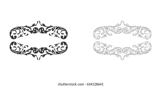 Baroque vector set of vintage elements for design. Decorative design element filigree calligraphy vector. You can use for wedding decoration of greeting card and laser cutting.