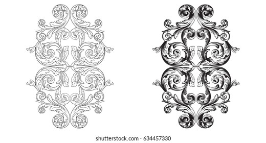 Baroque vector set of vintage elements for design. Decorative design element filigree calligraphy vector. You can use for wedding decoration of greeting card and laser cutting.