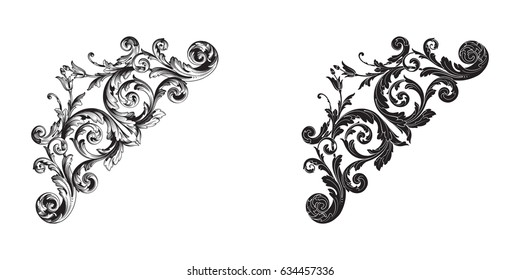Baroque vector set of vintage elements for design. Decorative design element filigree calligraphy vector. You can use for wedding decoration of greeting card and laser cutting.