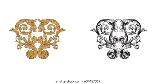 Baroque vector set of vintage elements for design. Decorative design element filigree calligraphy vector. You can use for wedding decoration of greeting card and laser cutting.