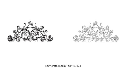 Baroque vector set of vintage elements for design. Decorative design element filigree calligraphy vector. You can use for wedding decoration of greeting card and laser cutting.
