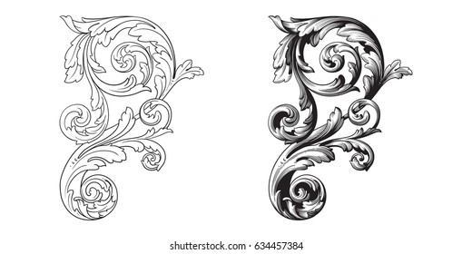 Baroque vector set of vintage elements for design. Decorative design element filigree calligraphy vector. You can use for wedding decoration of greeting card and laser cutting.