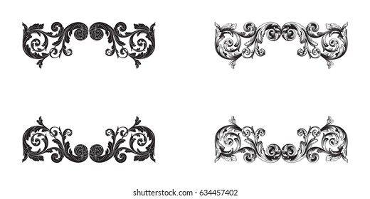 Baroque vector set of vintage elements for design. Decorative design element filigree calligraphy vector. You can use for wedding decoration of greeting card and laser cutting.