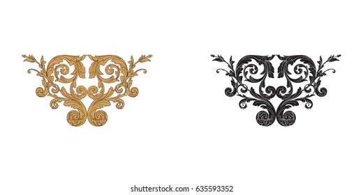 Baroque vector set of vintage elements for design. Decorative design element filigree calligraphy vector. You can use for wedding decoration of greeting card and laser cutting.