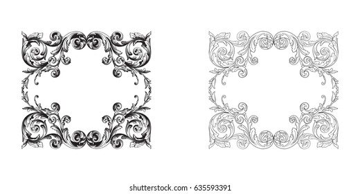 Baroque vector set of vintage elements for design. Decorative design element filigree calligraphy vector. You can use for wedding decoration of greeting card and laser cutting.