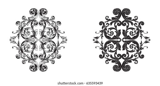 Baroque vector set of vintage elements for design. Decorative design element filigree calligraphy vector. You can use for wedding decoration of greeting card and laser cutting.