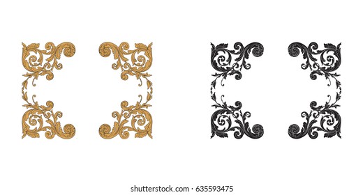 Baroque vector set of vintage elements for design. Decorative design element filigree calligraphy vector. You can use for wedding decoration of greeting card and laser cutting.