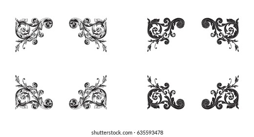 Baroque vector set of vintage elements for design. Decorative design element filigree calligraphy vector. You can use for wedding decoration of greeting card and laser cutting.