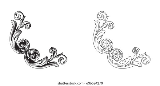 Baroque vector set of vintage elements for design. Decorative design element filigree calligraphy vector. You can use for wedding decoration of greeting card and laser cutting.