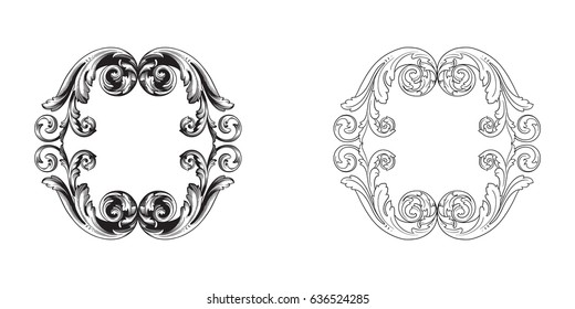 Baroque vector set of vintage elements for design. Decorative design element filigree calligraphy vector. You can use for wedding decoration of greeting card and laser cutting.
