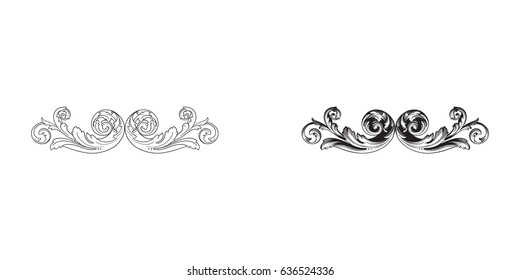 Baroque vector set of vintage elements for design. Decorative design element filigree calligraphy vector. You can use for wedding decoration of greeting card and laser cutting.