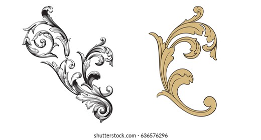 Baroque vector set of vintage elements for design. Decorative design element filigree calligraphy vector. You can use for wedding decoration of greeting card and laser cutting.