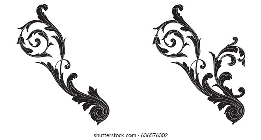 Baroque vector set of vintage elements for design. Decorative design element filigree calligraphy vector. You can use for wedding decoration of greeting card and laser cutting.