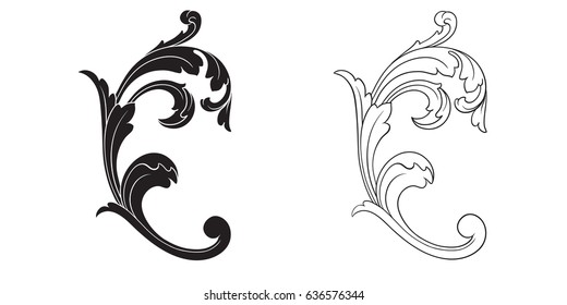 Baroque vector set of vintage elements for design. Decorative design element filigree calligraphy vector. You can use for wedding decoration of greeting card and laser cutting.