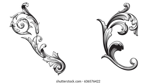 Baroque vector set of vintage elements for design. Decorative design element filigree calligraphy vector. You can use for wedding decoration of greeting card and laser cutting.