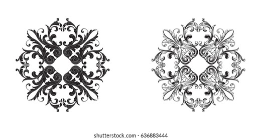 Baroque vector set of vintage elements for design. Decorative design element filigree calligraphy vector. You can use for wedding decoration of greeting card and laser cutting.