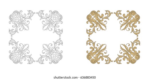 Baroque vector set of vintage elements for design. Decorative design element filigree calligraphy vector. You can use for wedding decoration of greeting card and laser cutting.