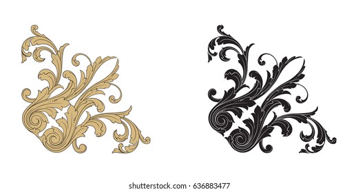 Baroque vector set of vintage elements for design. Decorative design element filigree calligraphy vector. You can use for wedding decoration of greeting card and laser cutting.