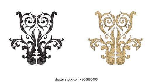 Baroque vector set of vintage elements for design. Decorative design element filigree calligraphy vector. You can use for wedding decoration of greeting card and laser cutting.