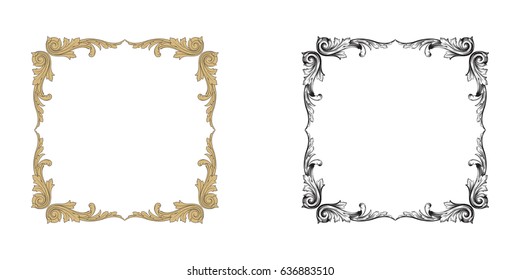 Baroque vector set of vintage elements for design. Decorative design element filigree calligraphy vector. You can use for wedding decoration of greeting card and laser cutting.