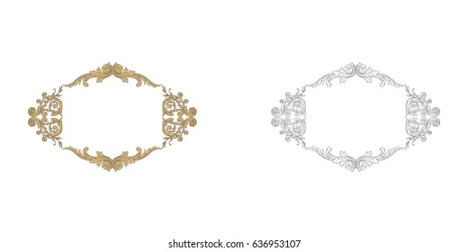 Baroque vector set of vintage elements for design. Decorative design element filigree calligraphy vector. You can use for wedding decoration of greeting card and laser cutting.