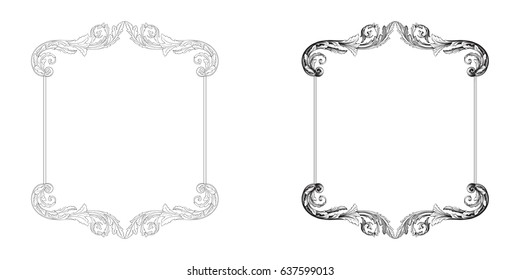 Baroque vector set of vintage elements for design. Decorative design element filigree calligraphy vector. You can use for wedding decoration of greeting card and laser cutting.