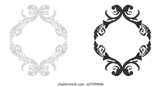 Baroque vector set of vintage elements for design. Decorative design element filigree calligraphy vector. You can use for wedding decoration of greeting card and laser cutting.