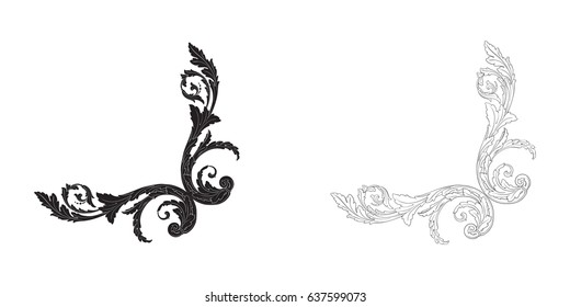 Baroque vector set of vintage elements for design. Decorative design element filigree calligraphy vector. You can use for wedding decoration of greeting card and laser cutting.