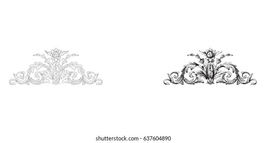 Baroque vector set of vintage elements for design. Decorative design element filigree calligraphy vector. You can use for wedding decoration of greeting card and laser cutting.