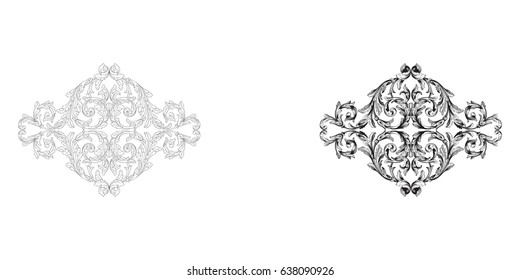 Baroque vector set of vintage elements for design. Decorative design element filigree calligraphy vector. You can use for wedding decoration of greeting card and laser cutting.