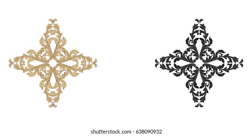 Baroque vector set of vintage elements for design. Decorative design element filigree calligraphy vector. You can use for wedding decoration of greeting card and laser cutting.