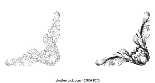 Baroque vector set of vintage elements for design. Decorative design element filigree calligraphy vector. You can use for wedding decoration of greeting card and laser cutting.