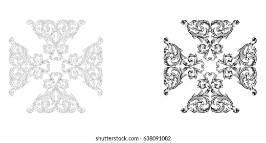 Baroque vector set of vintage elements for design. Decorative design element filigree calligraphy vector. You can use for wedding decoration of greeting card and laser cutting.