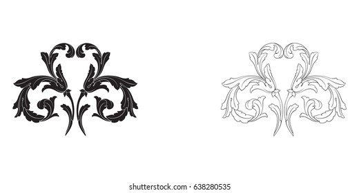 Baroque vector set of vintage elements for design. Decorative design element filigree calligraphy vector. You can use for wedding decoration of greeting card and laser cutting.